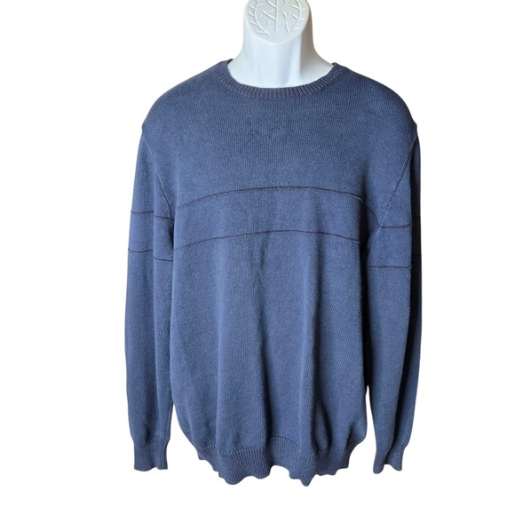 Eddie Bauer Mens XL Sweater Blue Cotton Knit Crewneck Pullover Classic Casual - Picture 1 of 11